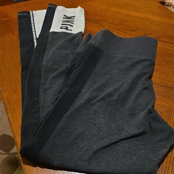 Victoria's Secret Pants - Victoria's Secret  pink black/grey Yoga Leggings. detailing on sides. Medium
